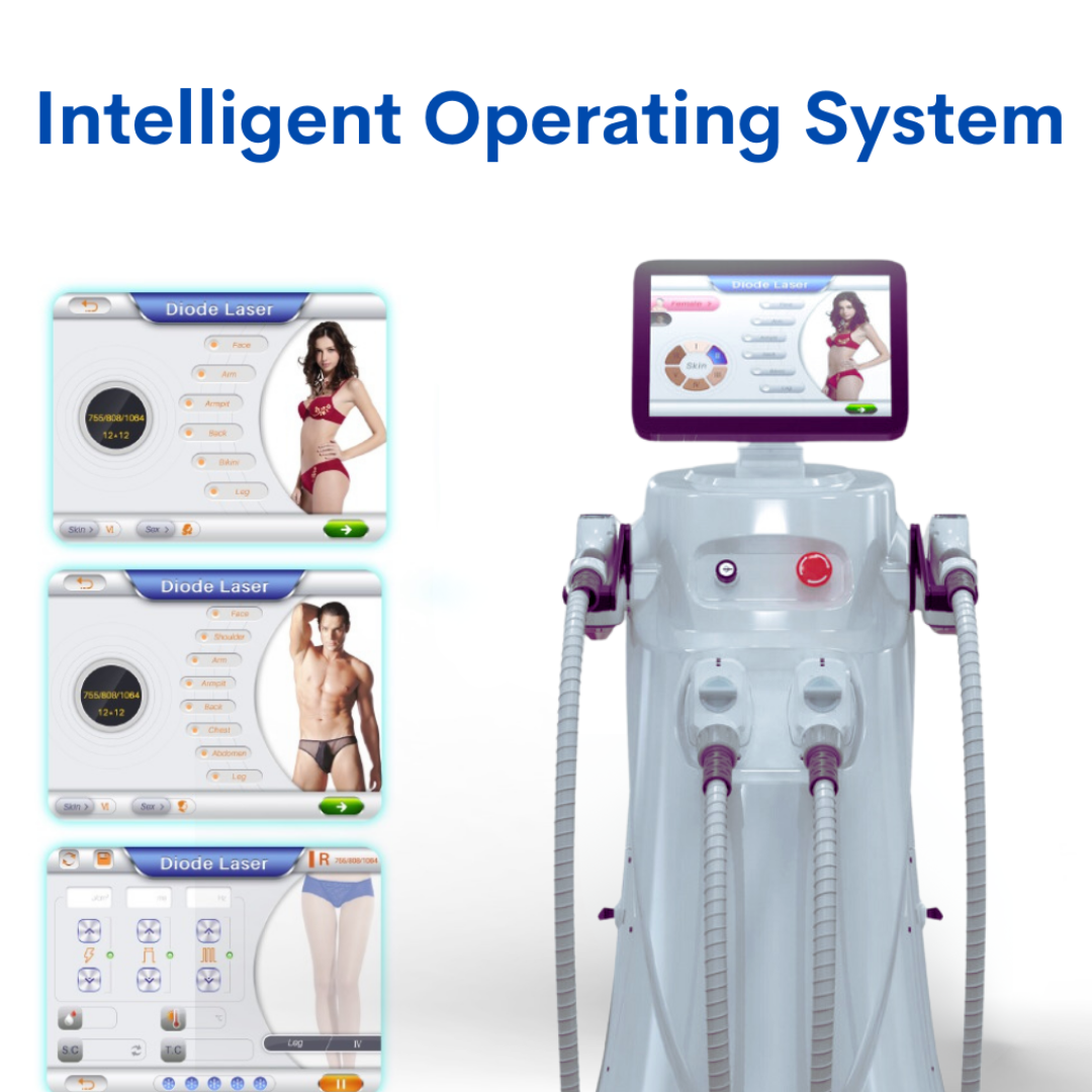 DiolaSheer Ice Hair Removal Laser Machine with Dual Handles