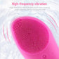 Vibrant Pink Sonic Facial Cleansing Brush has high frequency vibration 