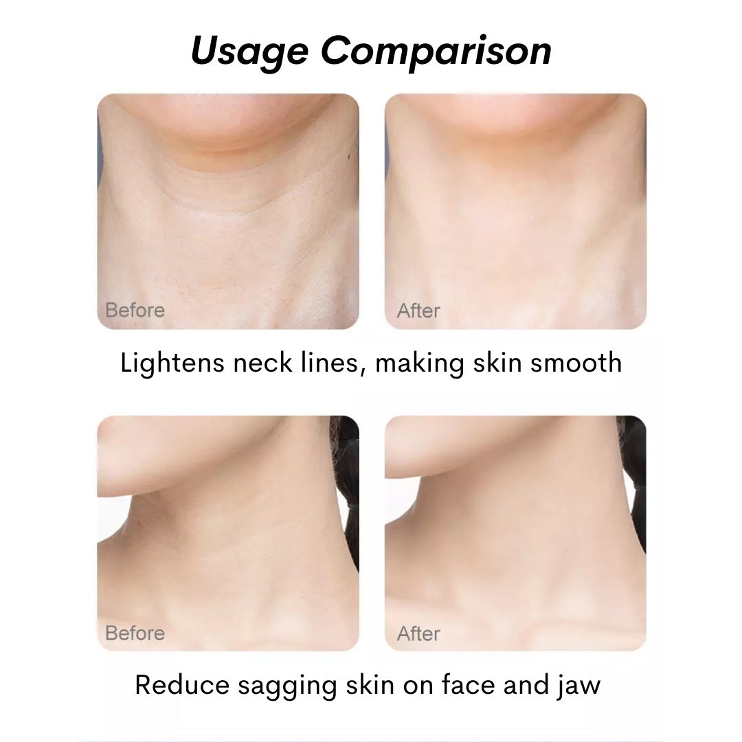 Usage comparison of neck skin, before and after using led neck massager beauty device