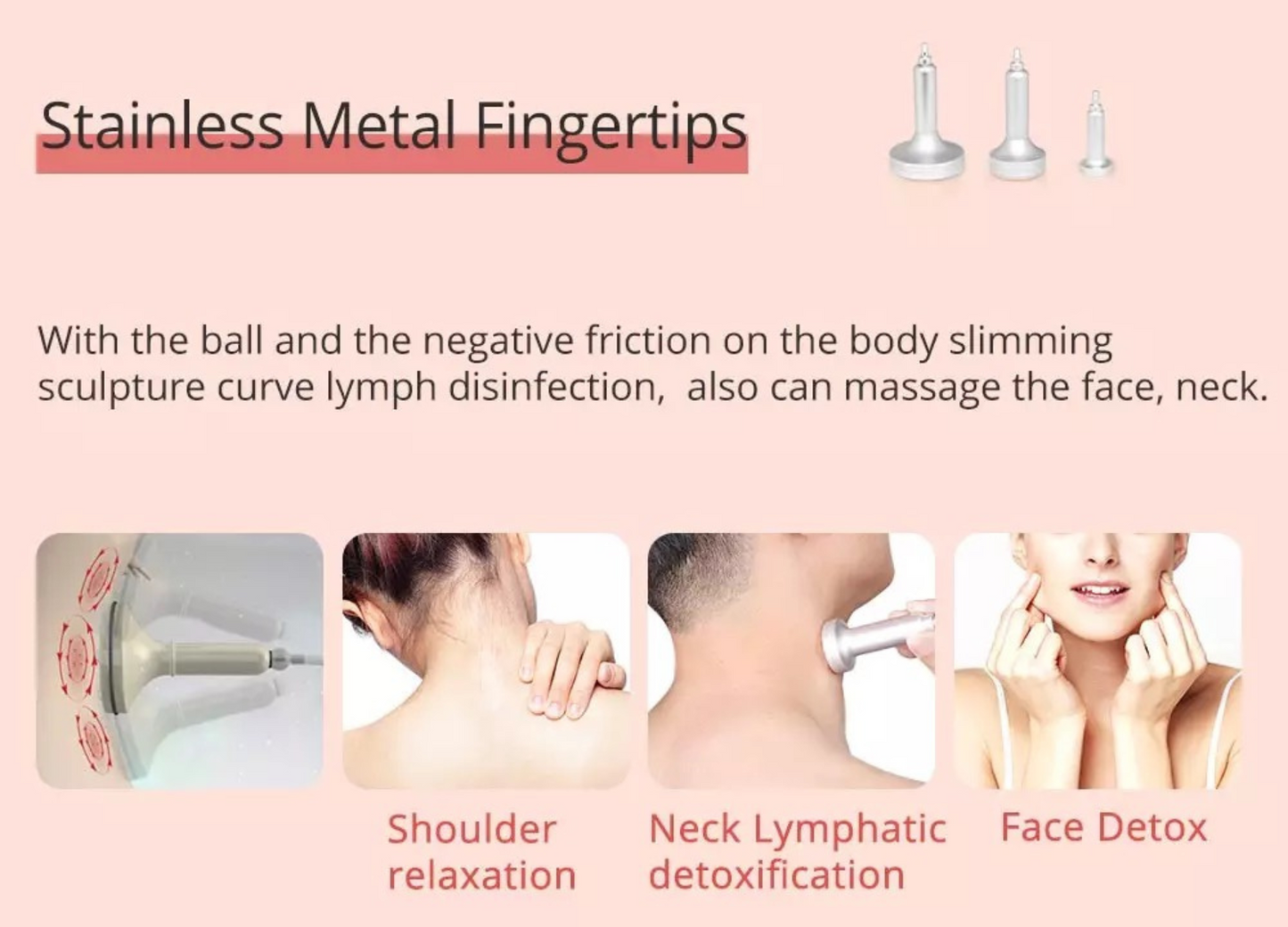 Stainless Metal Finger Tips for relaxation of shoulder and face detox