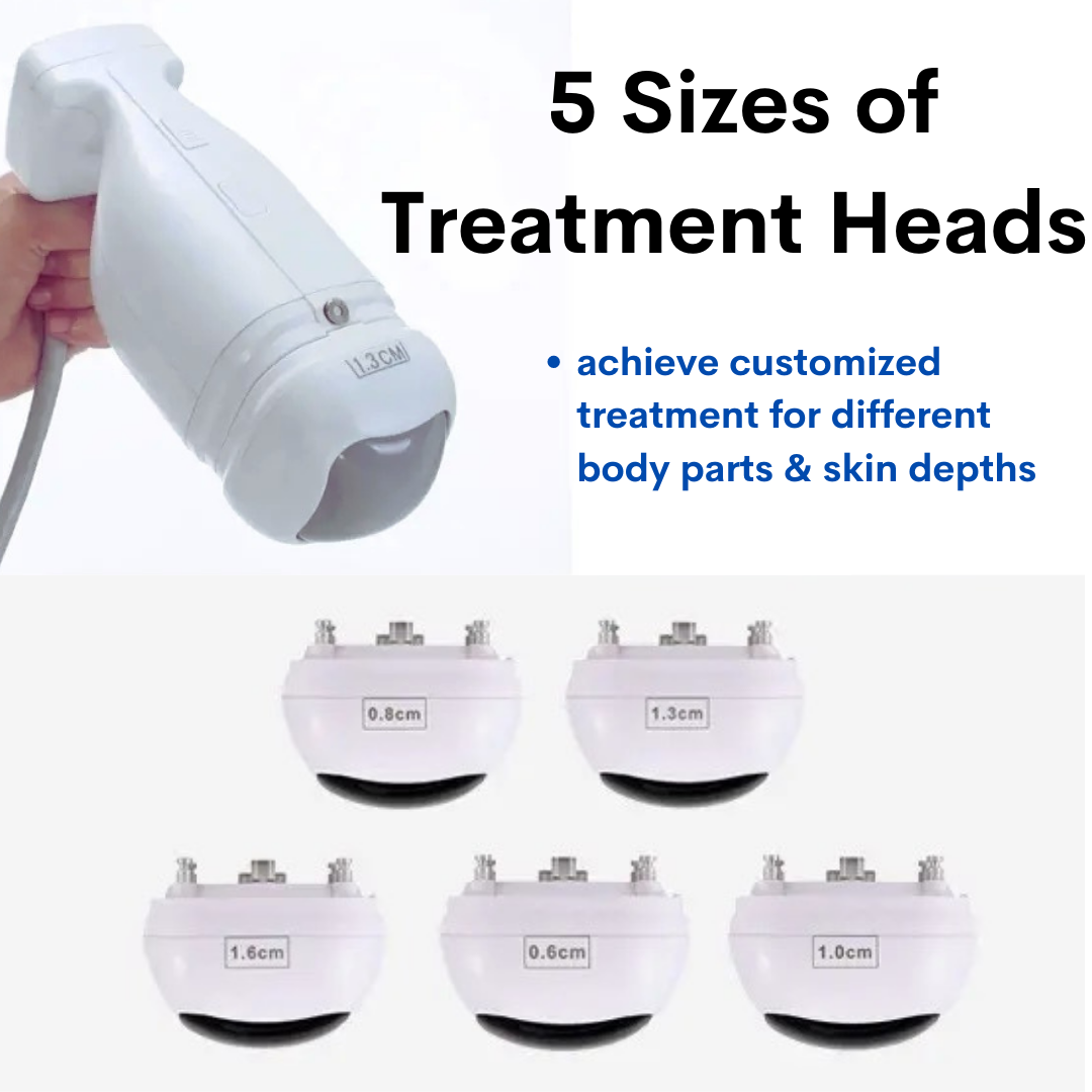 5 sizes of treatment heads
