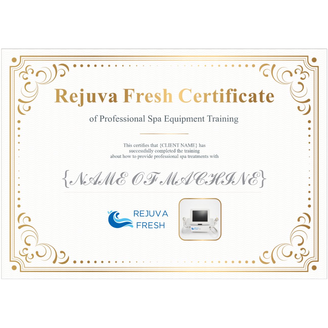 Rejuva Fresh Certificate of Professional Spa Equipment Training
