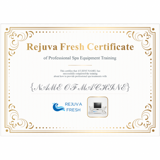 Certificado de Capacitación Profesional en Equipos de Spa Rejuva Fresh