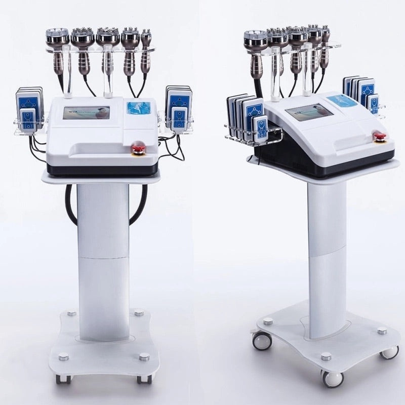 Two 6 in 1 Cavitation Machine with Lipo Laser sit on salon trolley