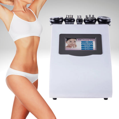 6 in 1 Fat Blasting Lipo Cavitation Machine, Slim Woman’s body  In White Bikini Set, Kim’s Slimming System 
