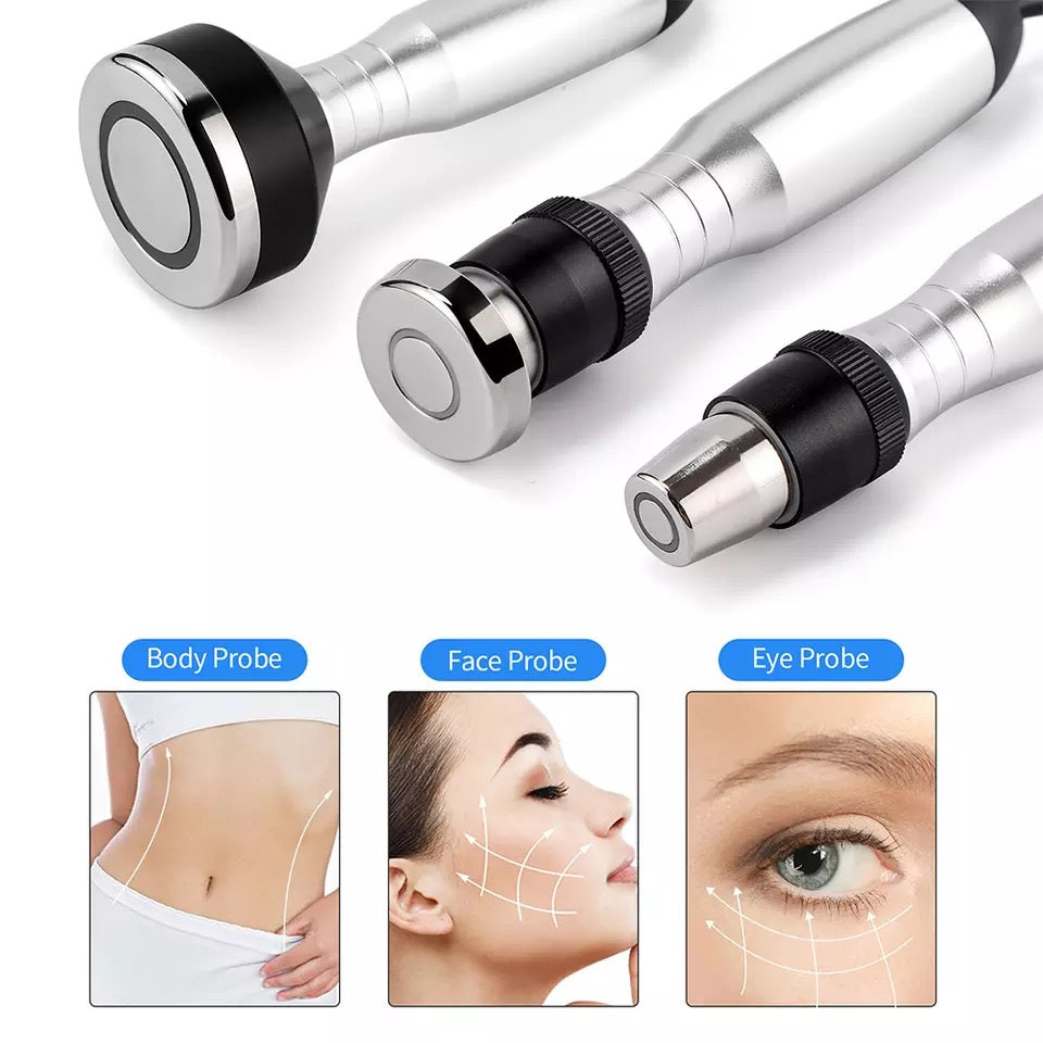 Three Probes of Radio Frequency Skin Tightening Machine, Body, Face and Eye Close Ups