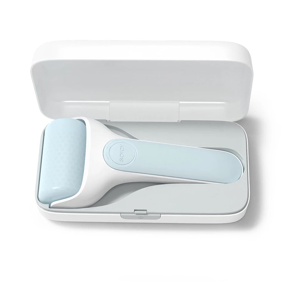 Ice Therapy Massage Roller Sits in travel case