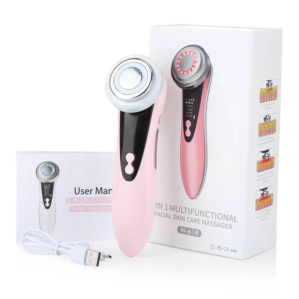 Pink Multifunctional Facial Skin Care Massager, User  manual, USB charging cable