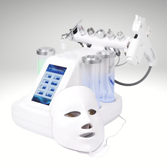 8 in 1 Hydrafacial Machine with LED Light Mask and Oxygen Injection & Nano Sprayer Attachments  
