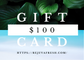 One Hundred Dollar Gift Card for Rejuva Fresh website, green leaves, blue water