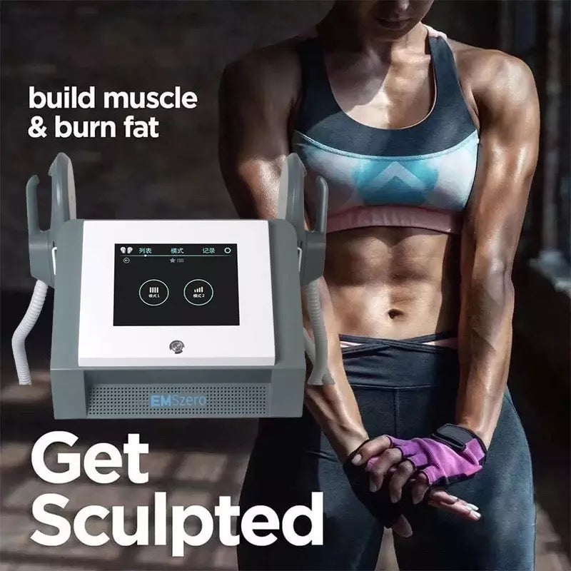 Get Sculpted, Build muscle burn fat, 2 handles EMSZERO Neo Body Sculpting Machine, Woman’s athletic figure