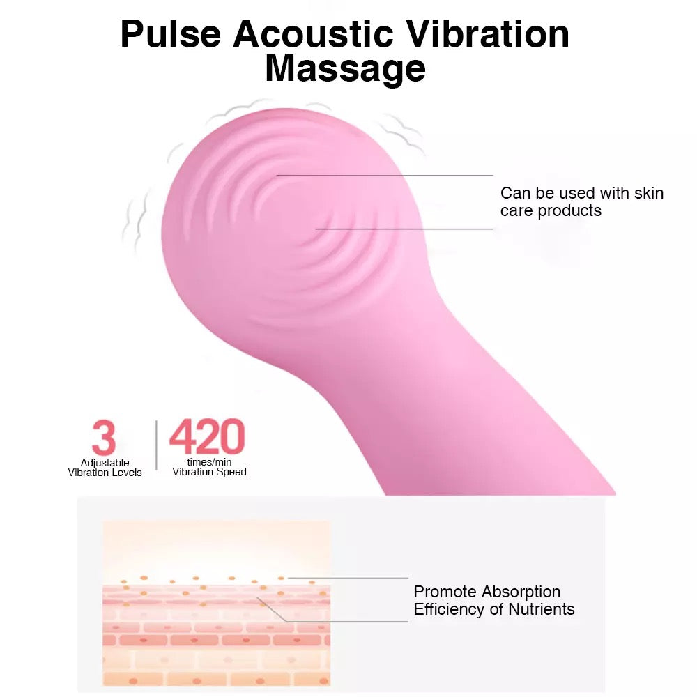 Pulse Acoustic Vibration Massage of Pink Sonic Facial Cleansing Brush , Promoting Absorption of Nutrients 