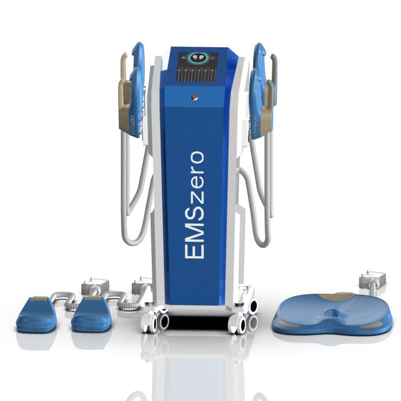Blue color EMSZERO Body Contouring Machine with four handles and cushion