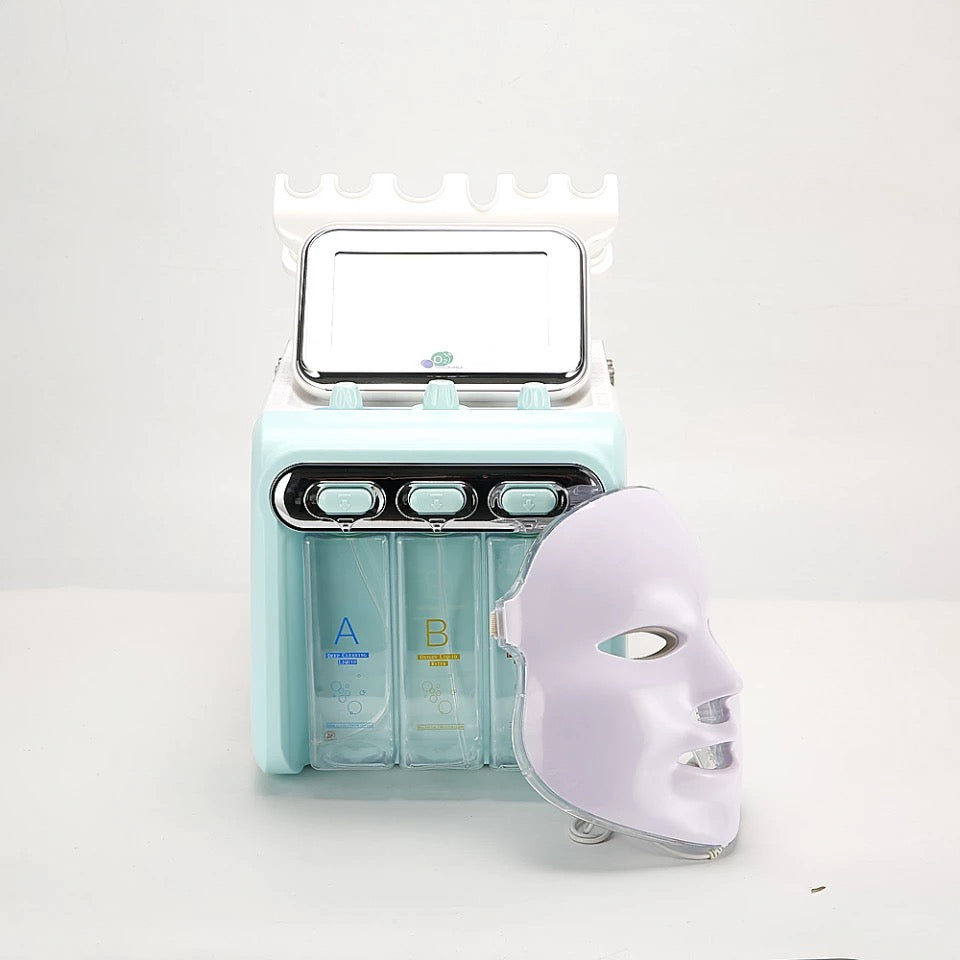 2nd Gen 7 in 1 Professional Hydro Dermabrasion Machine with LED Light Therapy Mask, For Hydrafacial Oxygen Facial Salon Use