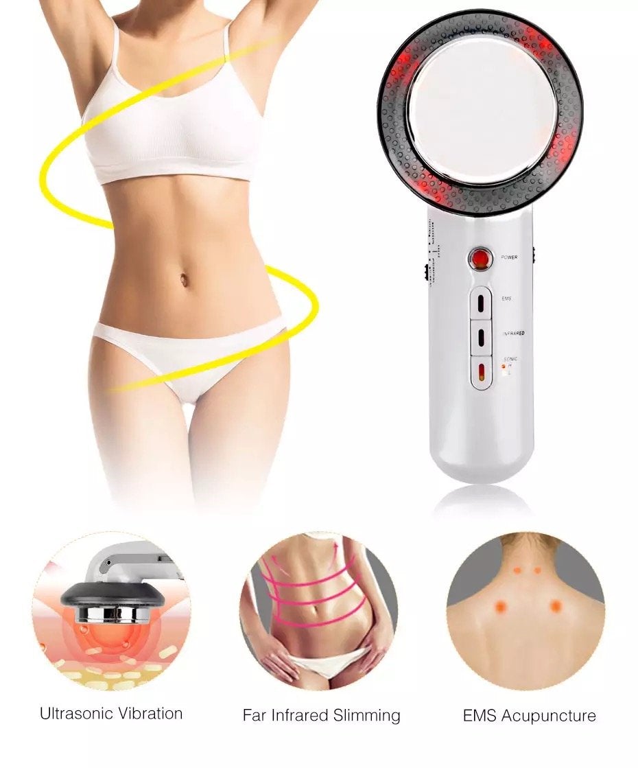 Slim Female Body, Ultrasonic Cavitation Machine, Ultrasonic Vibration, Infrared Slimming, EMS Acupuncture 