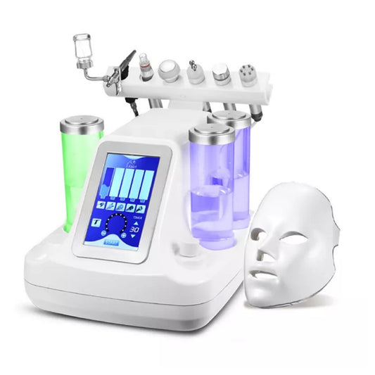 7 in 1 Hydrafacial Machine with LED Light Mask and Oxygen Injection & Attachments  