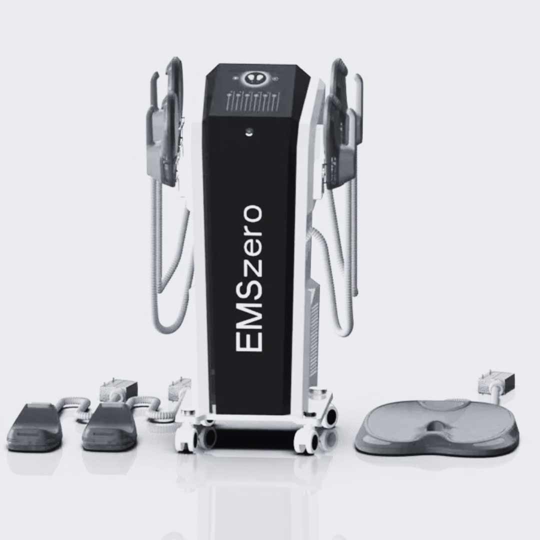 Black color EMSZERO Body Contouring Machine with four handles and cushion