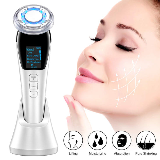 Hot & Cool Facial Massager Skin Tightening & Lifting EMS LED Light ...