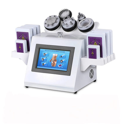 80k Lipo Laser Cavitation Machine with five probes and purple laser paddles