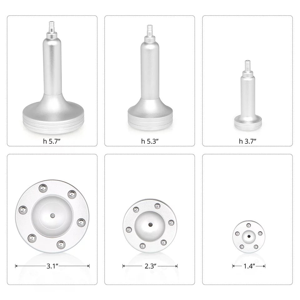 Stainless Metal Fingertips of Vacuum Therapy Machine, Dimensions 