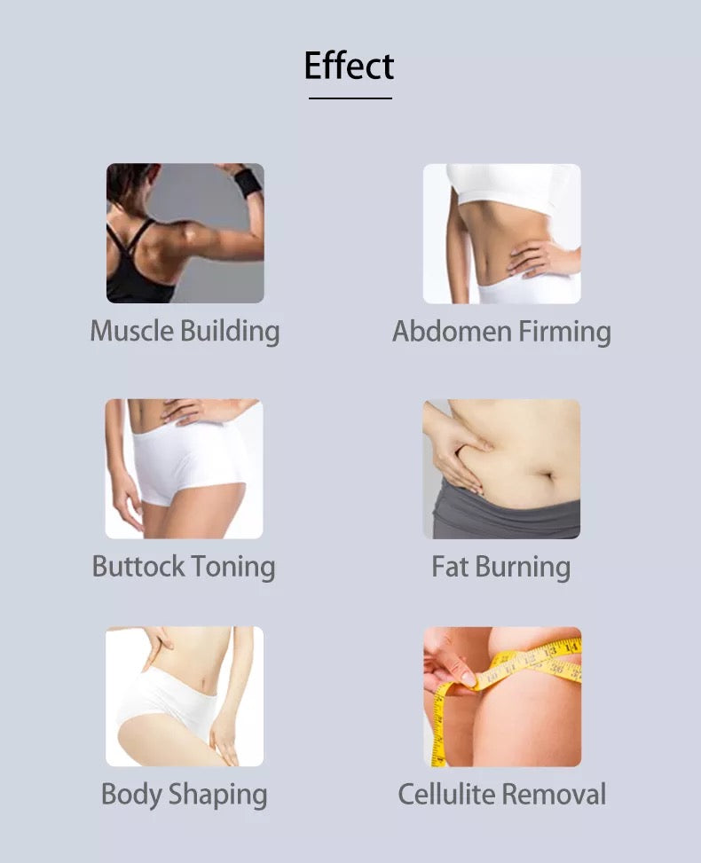 Effects of sculpting  machine treatment- muscle building, abdominal firming, buttocks toning, fat burning, cellulite removal 