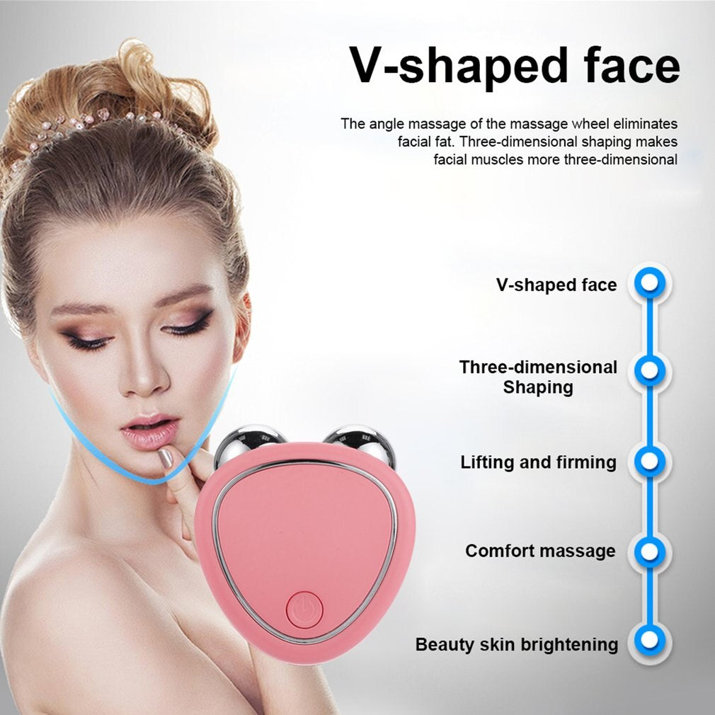 Pink Color Mini Microcurrent Device for V Shaped Face, Female Model 