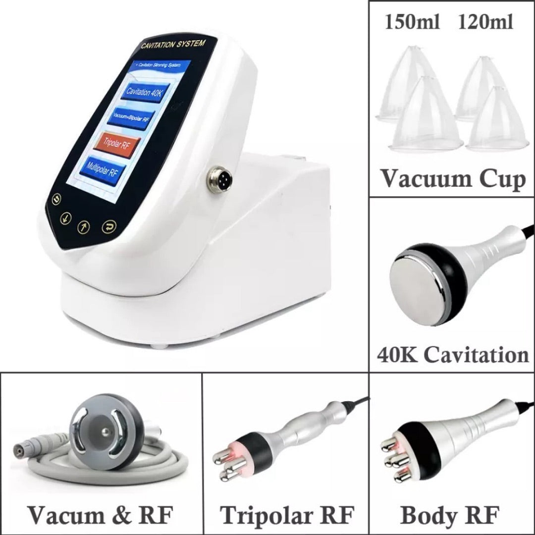 Cavitation Machine, Vacuum Probe, Tripolar RF  Probe, Body RF Probe, 40k Cavitation Probe, 150ml and 139ml Vacuum Cups