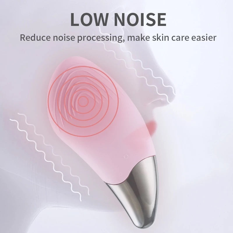 Pale pink Sonic Facial Cleansing Brush Emits Sound Waves, Low Noise
